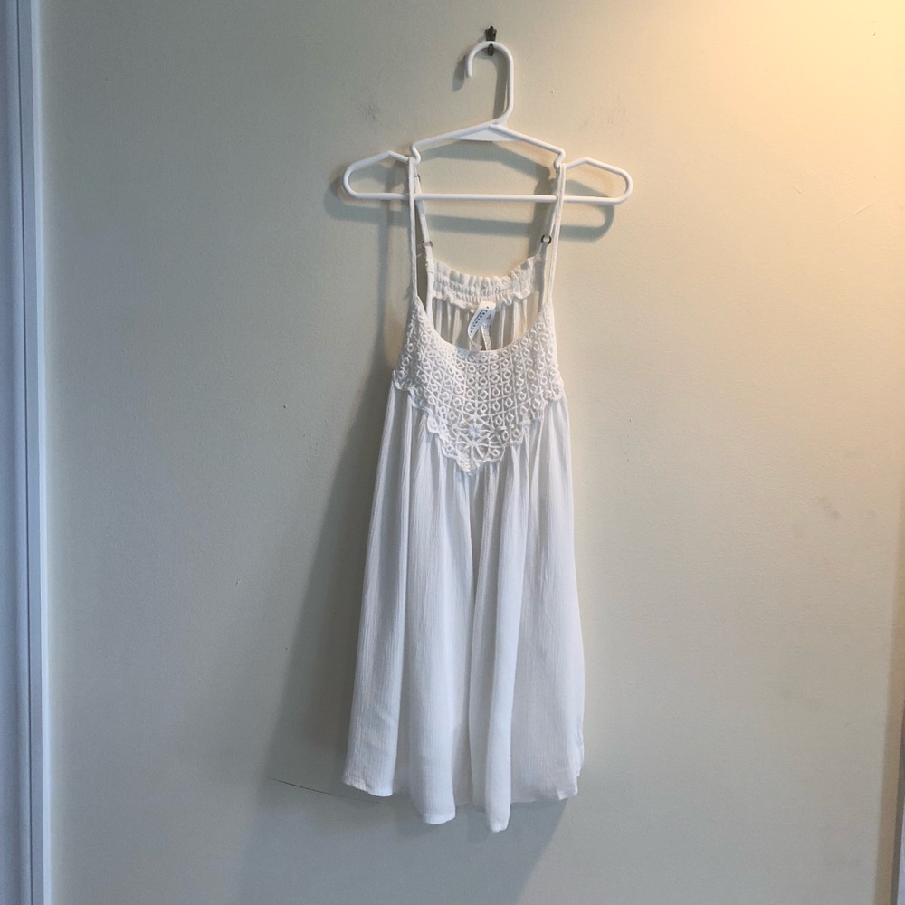 Aeropostale White Crochet Design Tank Top